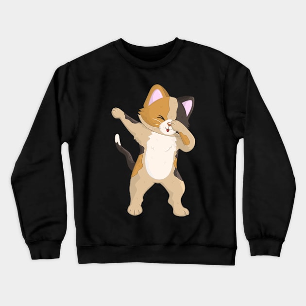 Cute Dabbing Cat Kitten Dab Crewneck Sweatshirt by HamilcArt